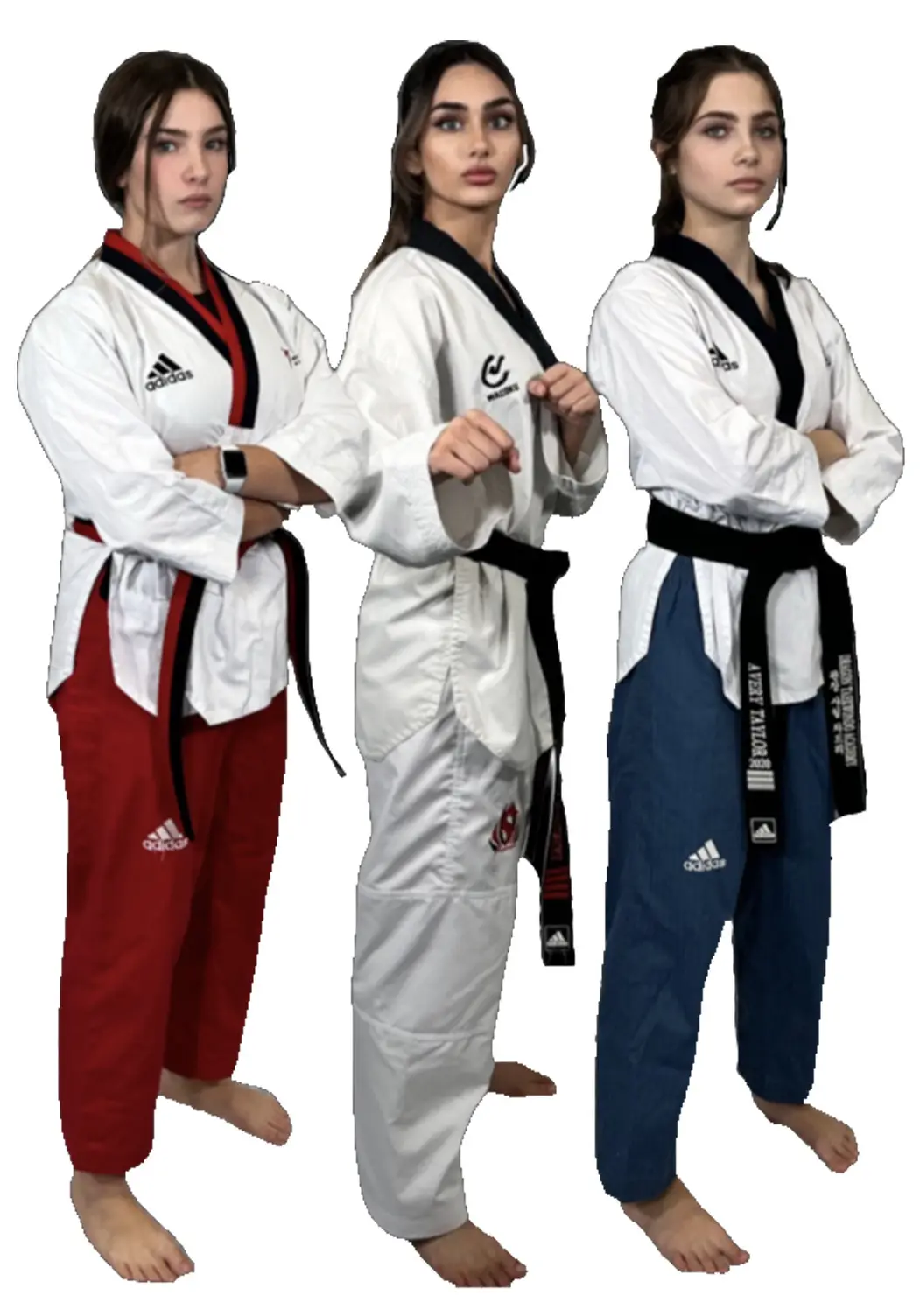 Three Dragon Taekwondo black belts in uniform