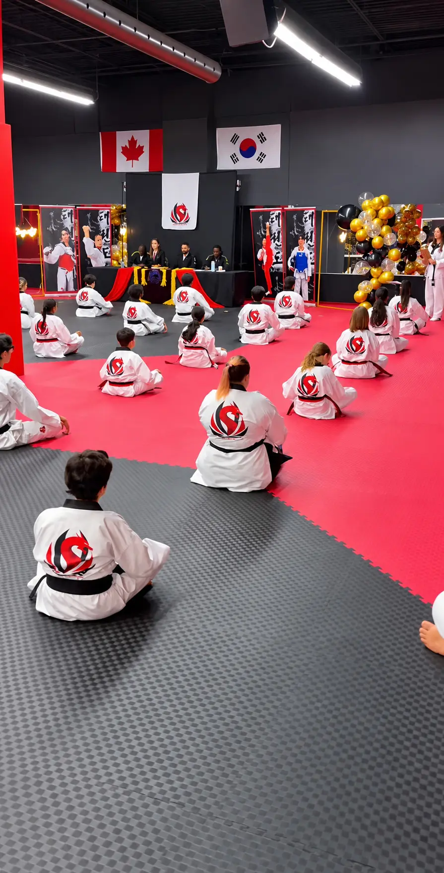 Dragon Taekwondo students sitting on the mats
