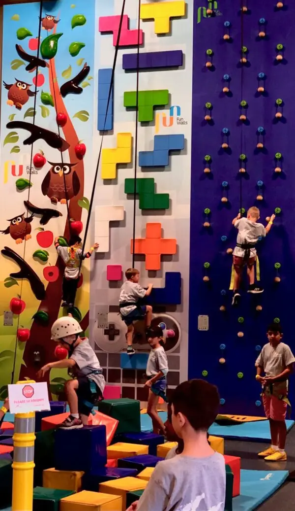 Dragon summer campers at a climbing park on a field trip