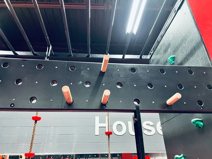 The peg board on the Oakville ninja course